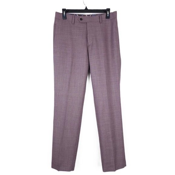 Tallia Men's Slim-Fit Stretch Wool Blend Suit Pants Plum 30x30 NWT - Picture 2 of 4